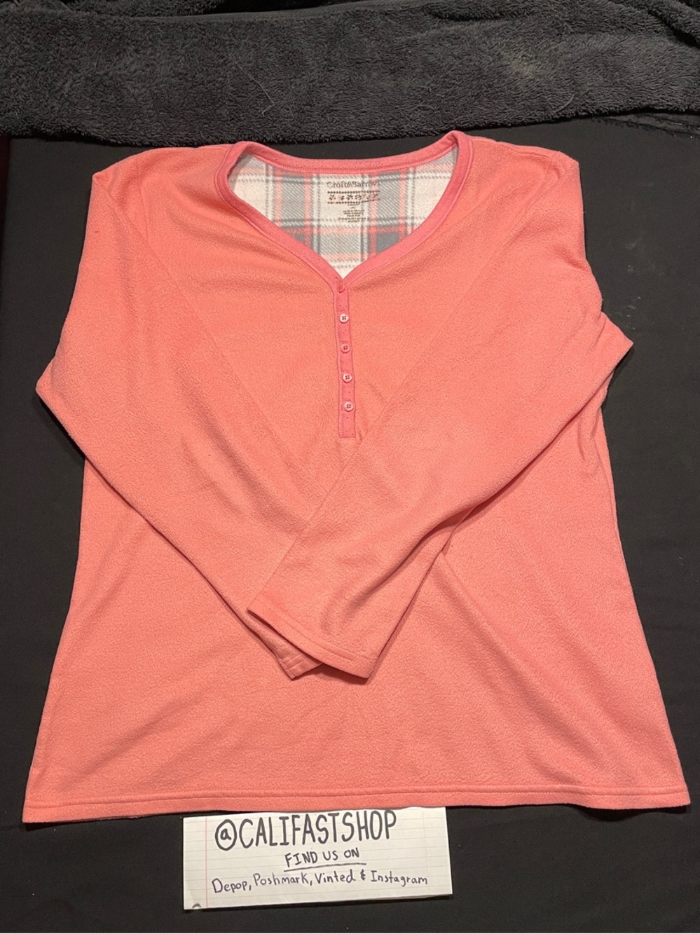 croft & barrow Coral Pink Henley Long-Sleeve Pajama Top